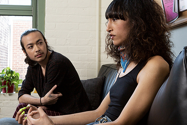 Trans gender couple in waiting room